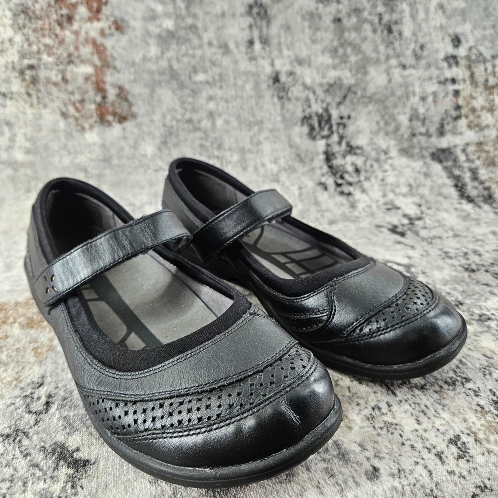 Abeo Smart System Mary Jane Flats‎ Womens 10 Black Leather Slip On Comfort